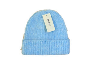 On 34th Solid Brushed Beanie Light Blue Fuzzy Cuffed Hat One Size NWT Macys